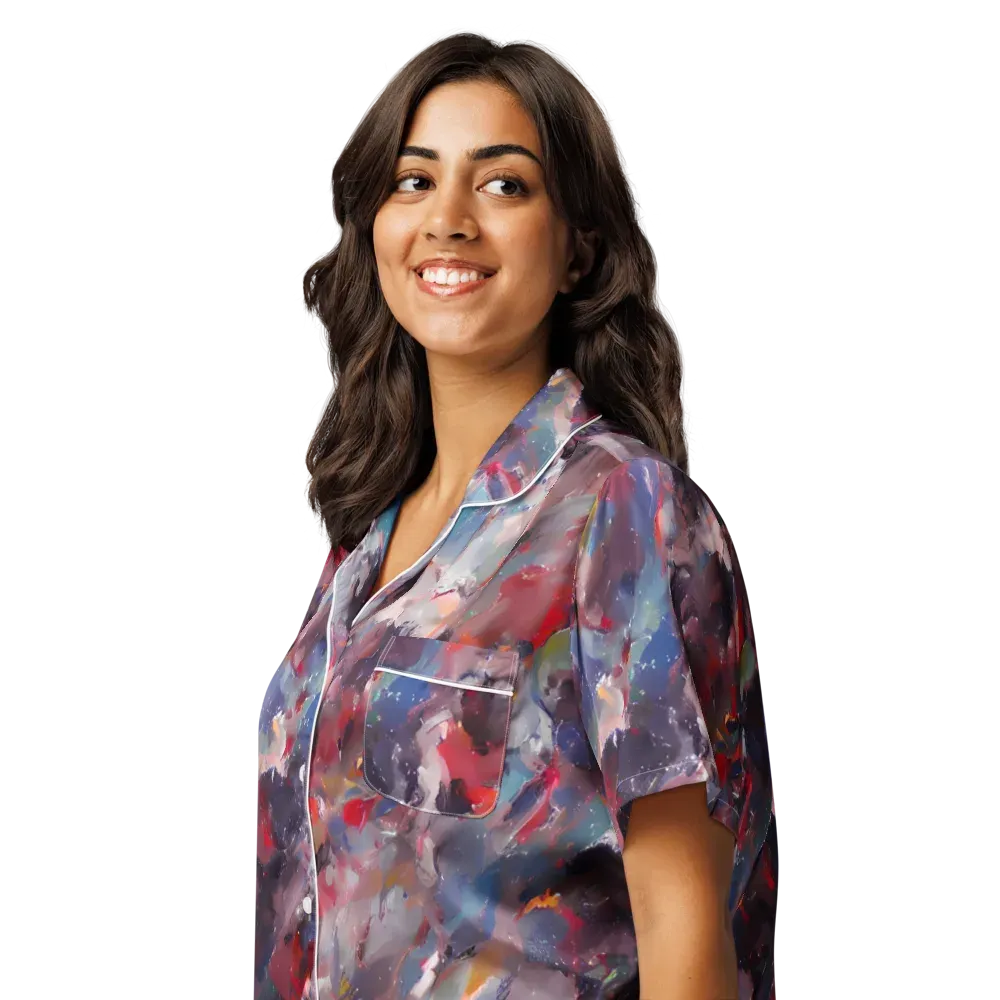 Passionate Brush on Women's Short Sleeve Pajama Top — Left Front