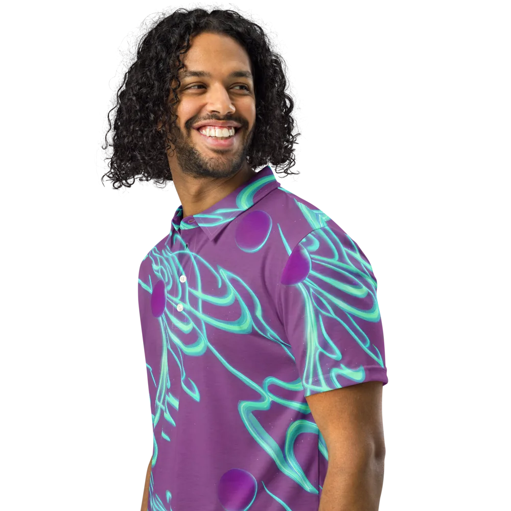Neon Drift on Men's Slim Fit Polo Shirt — Left Front