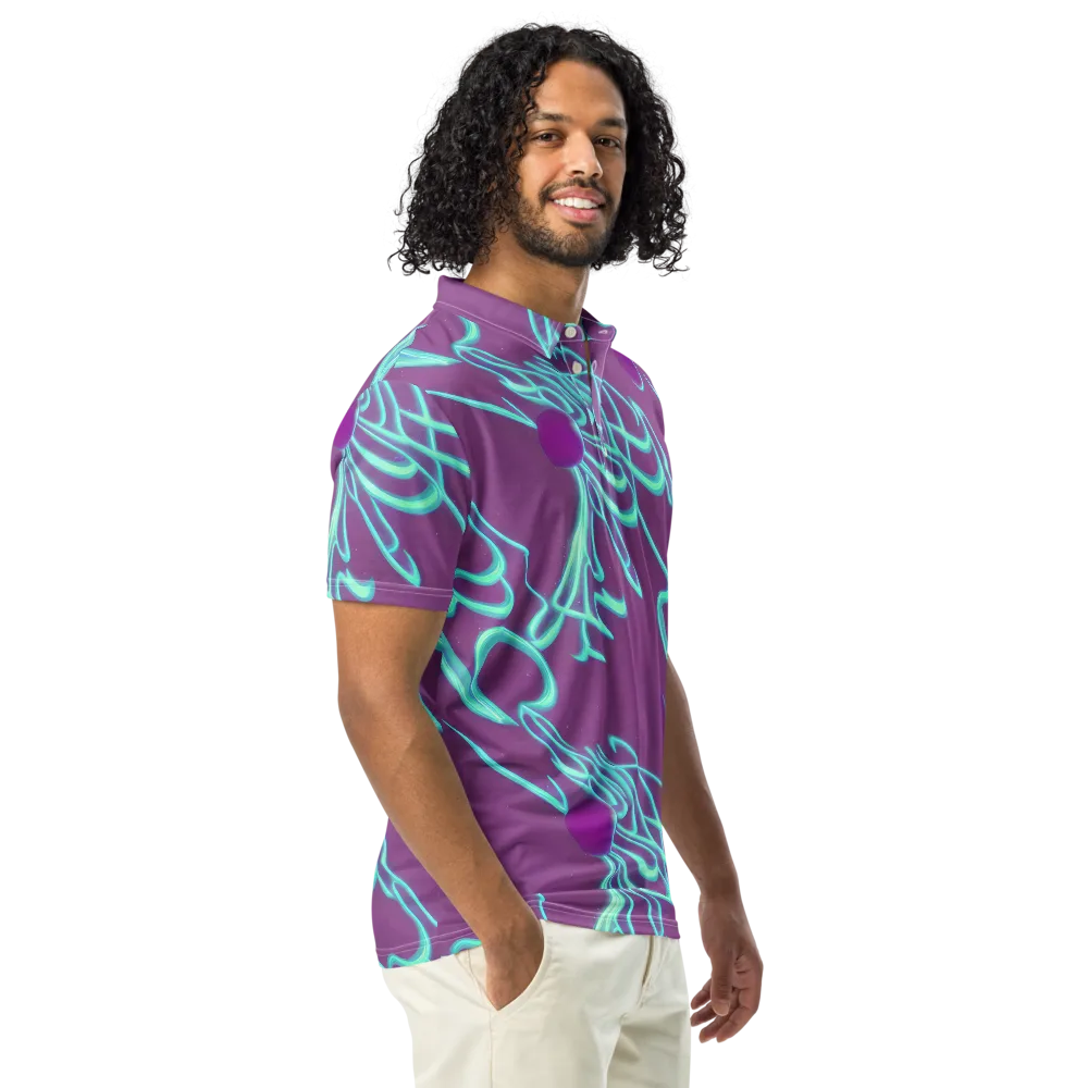 Neon Drift on Men's Slim Fit Polo Shirt — Right Front