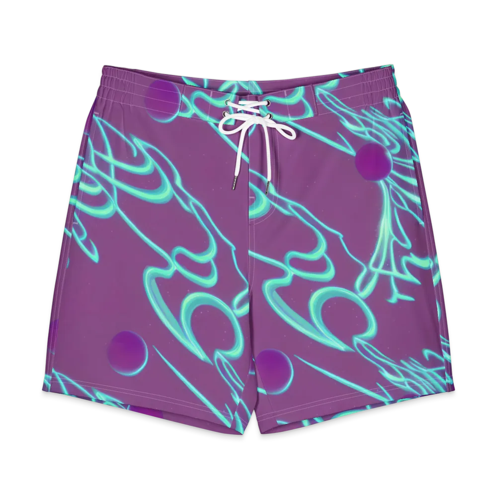 Neon Drift on Men's Board Shorts — Front