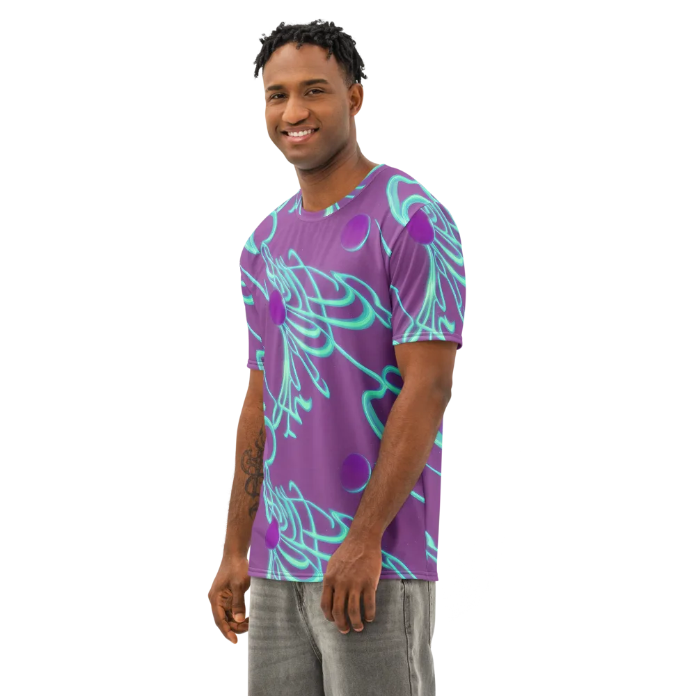 Neon Drift on Men's Cotton Crew Neck T-Shirt — Left Front