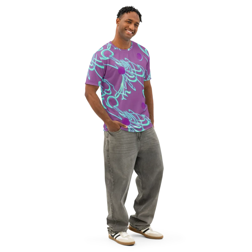 Neon Drift on Men's Cotton Crew Neck T-Shirt — Right Front