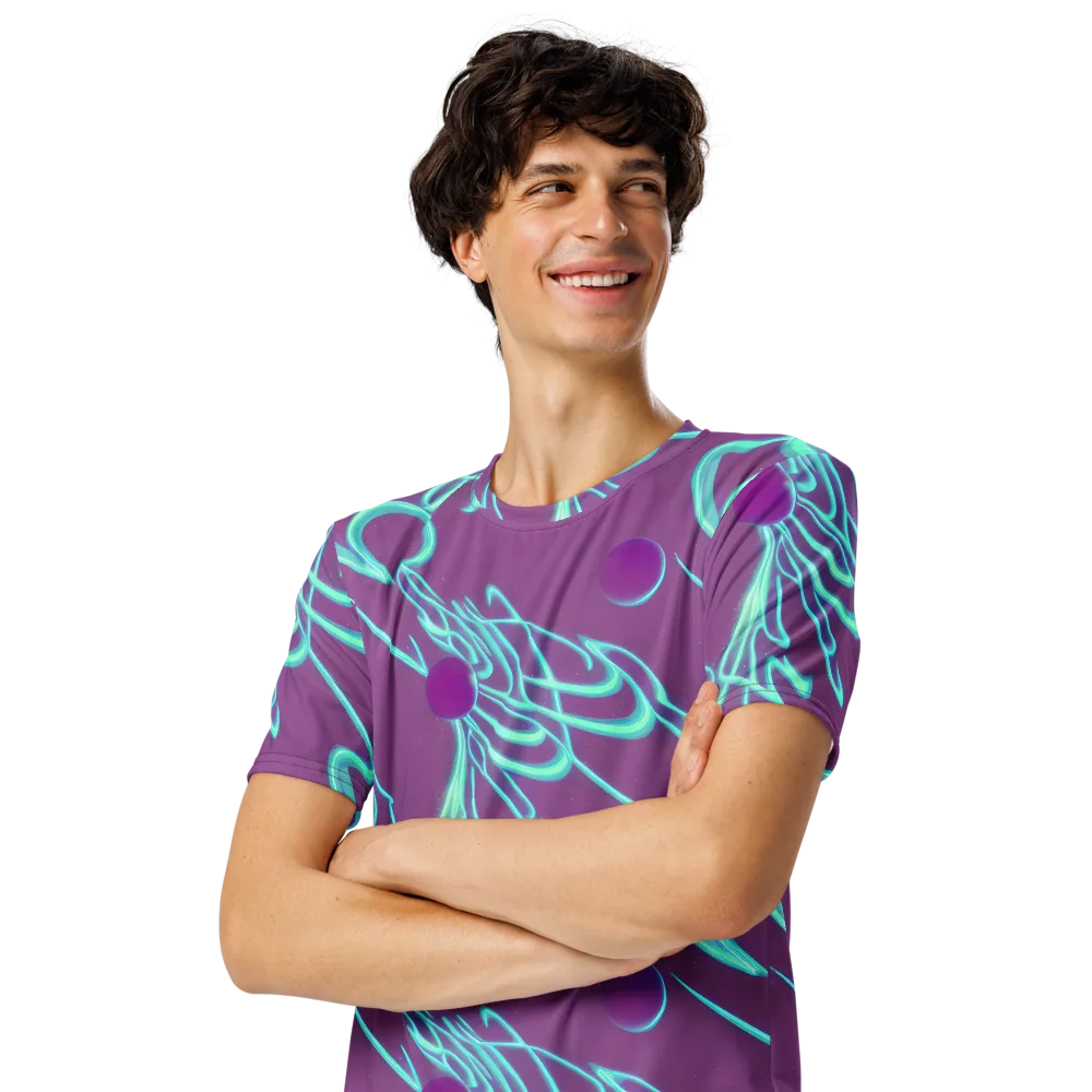 Neon Drift on Men's Crew Neck T-Shirt — Left Front