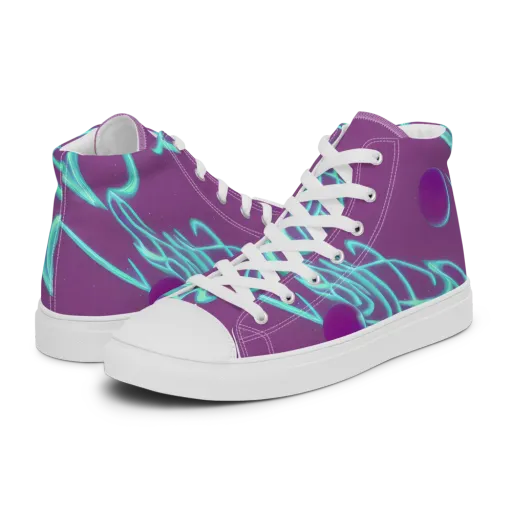 Neon Drift on a Men's High Top Canvas Shoes