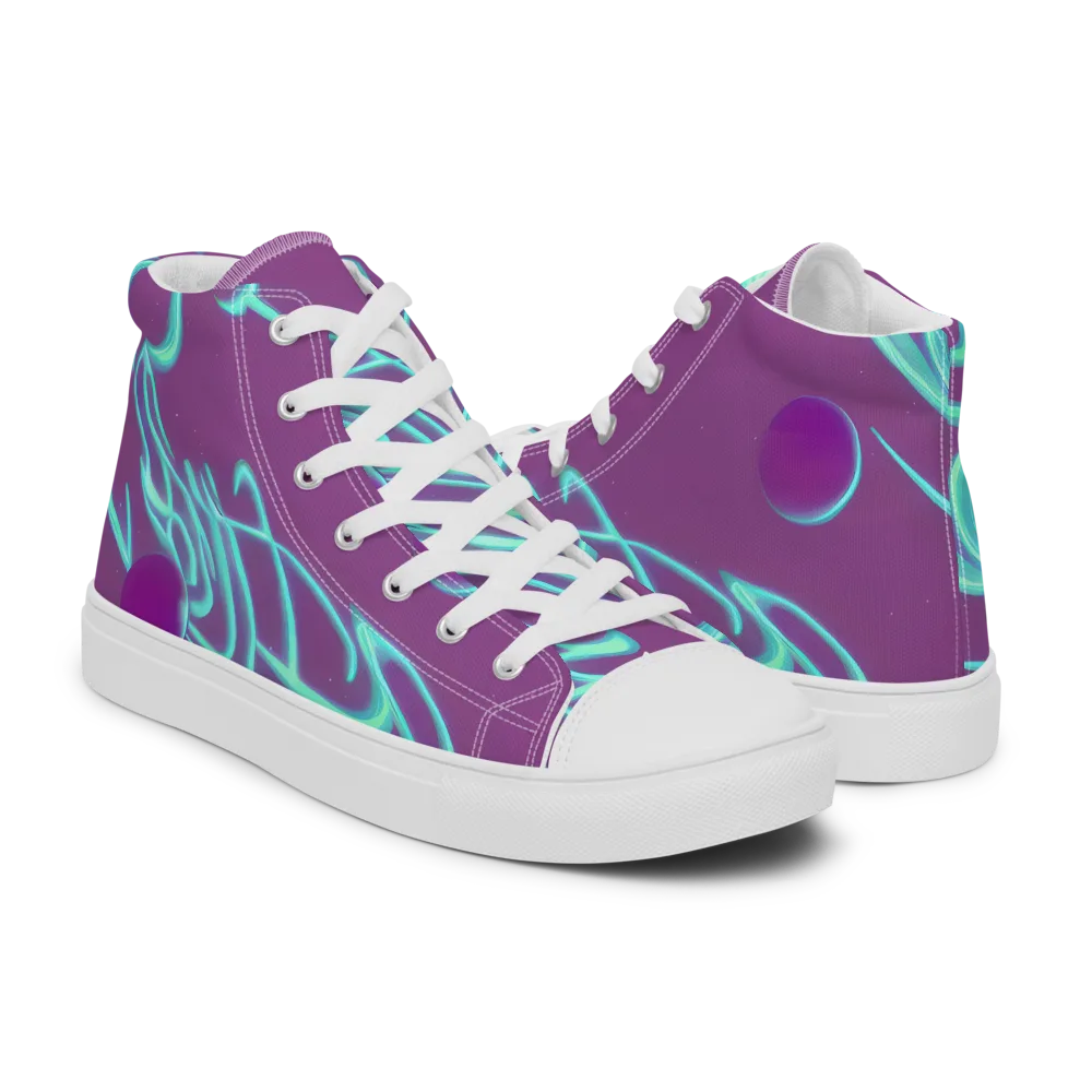 Neon Drift on Men's High Top Canvas Shoes — Right