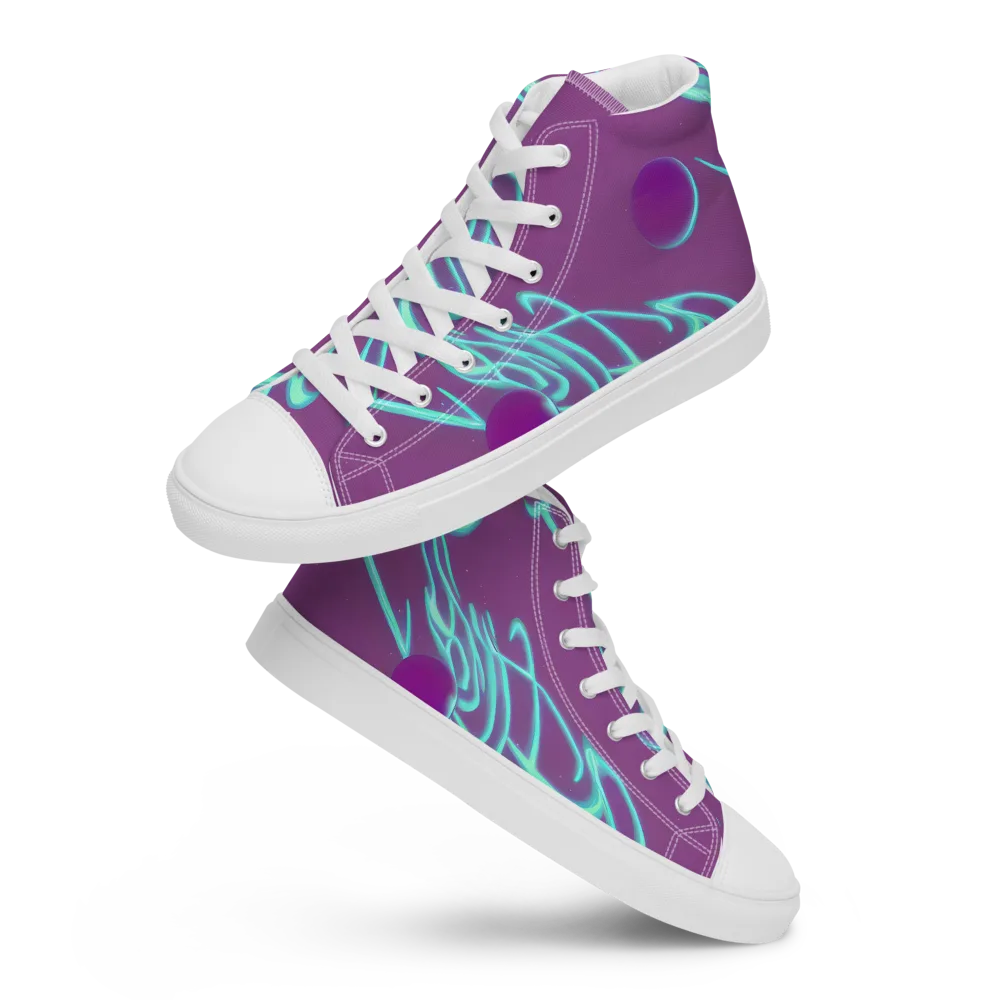 Neon Drift on Men's High Top Canvas Shoes — Front