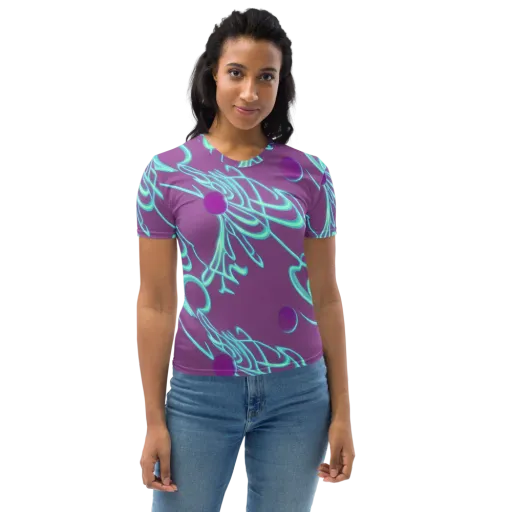 Neon Drift on a Women's Crew Neck T-Shirt