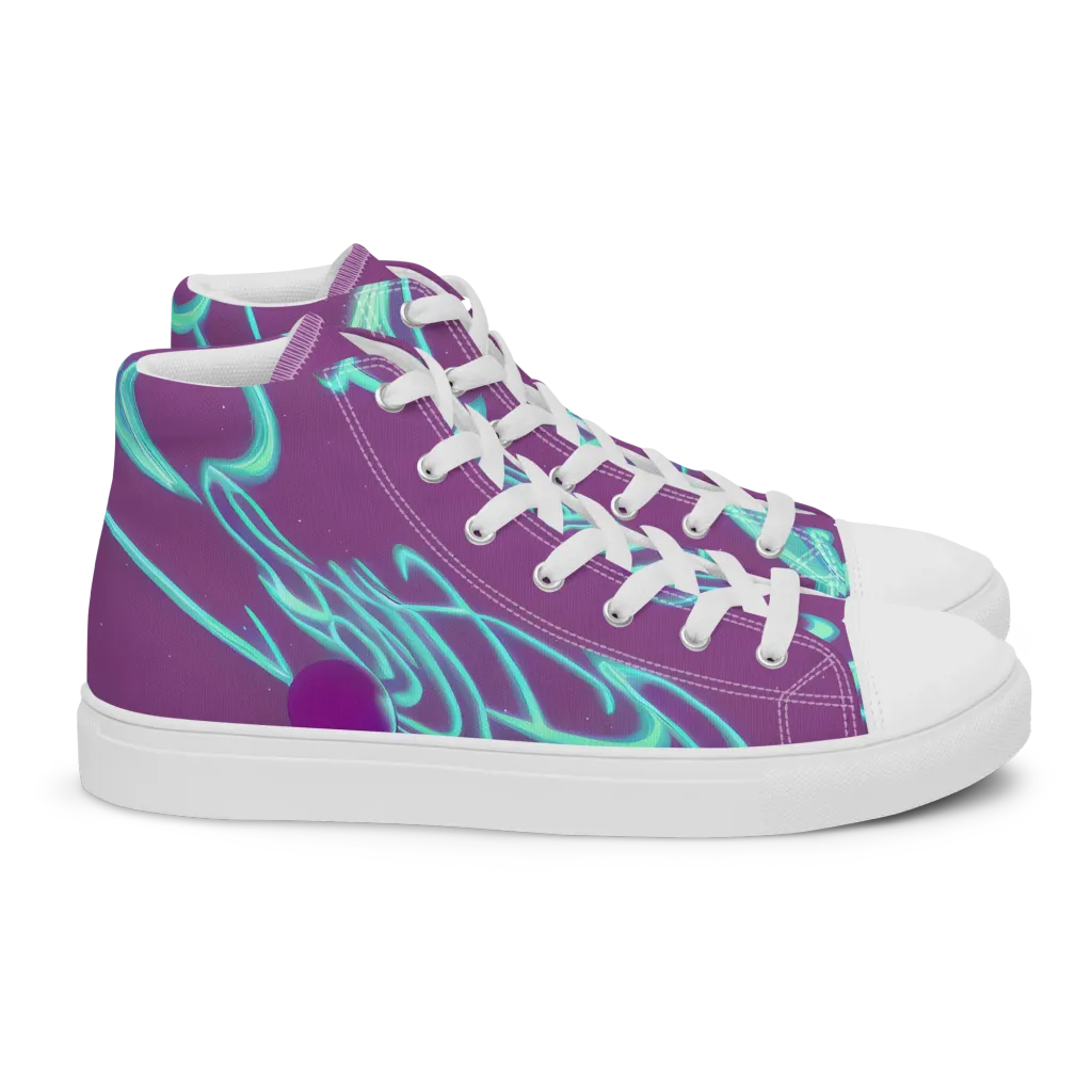 Neon Drift on Women's High Top Canvas Shoes — Right