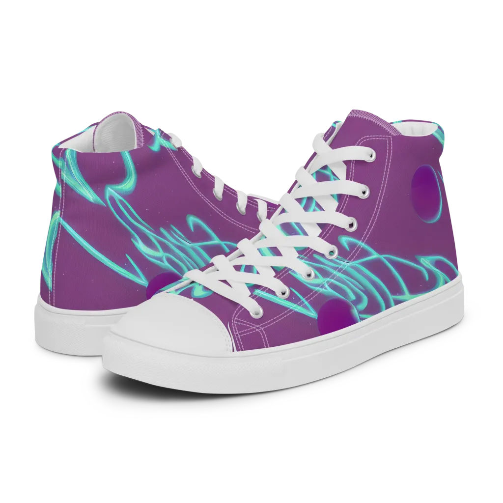 Neon Drift on Women's High Top Canvas Shoes — Left