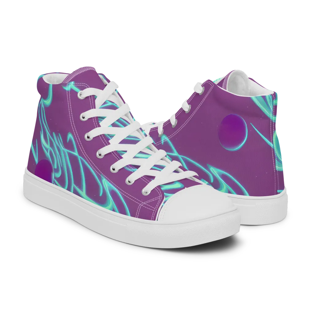Neon Drift on Women's High Top Canvas Shoes — Right