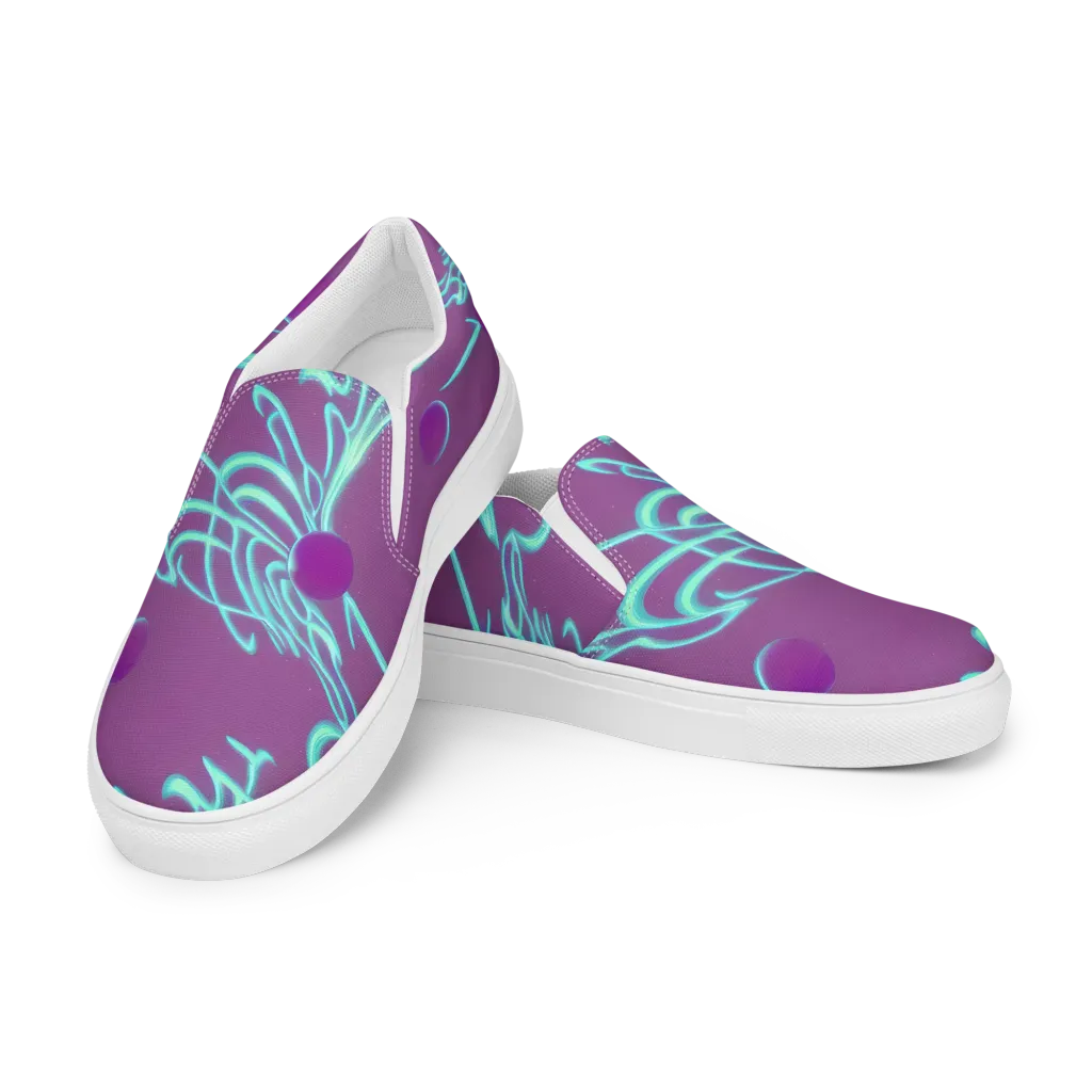Neon Drift on Men's Slip-On Canvas Shoes — Left Front