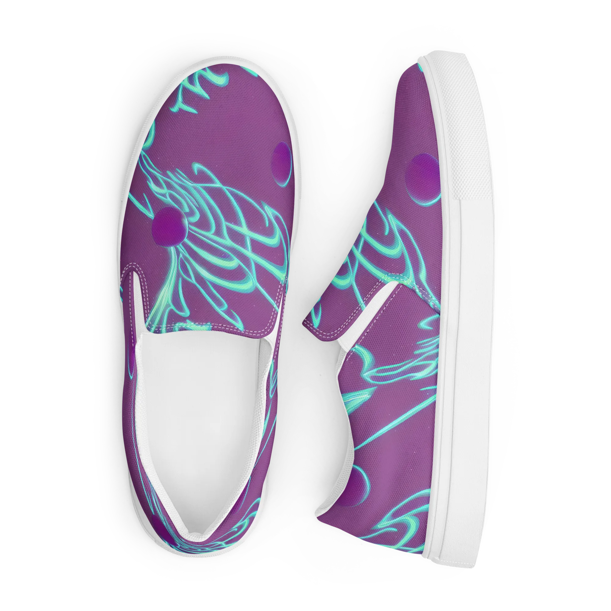 Neon Drift on Men's Slip-On Canvas Shoes — Front