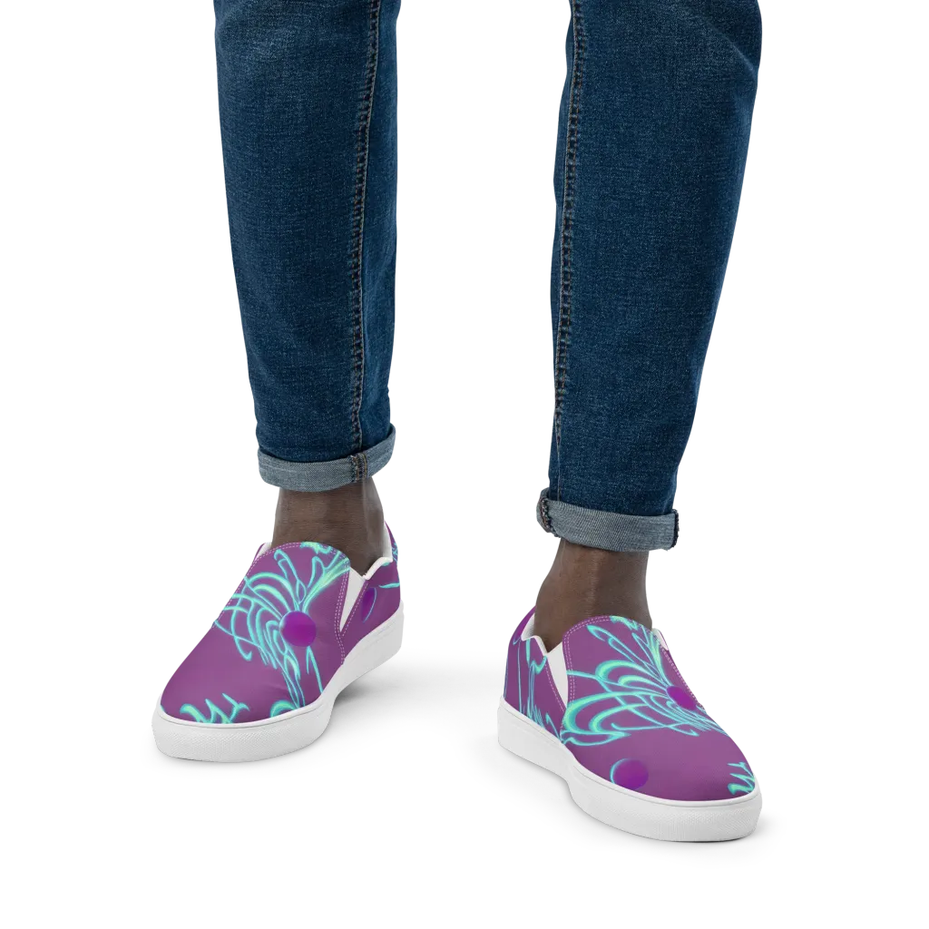 Neon Drift on Men's Slip-On Canvas Shoes — Front