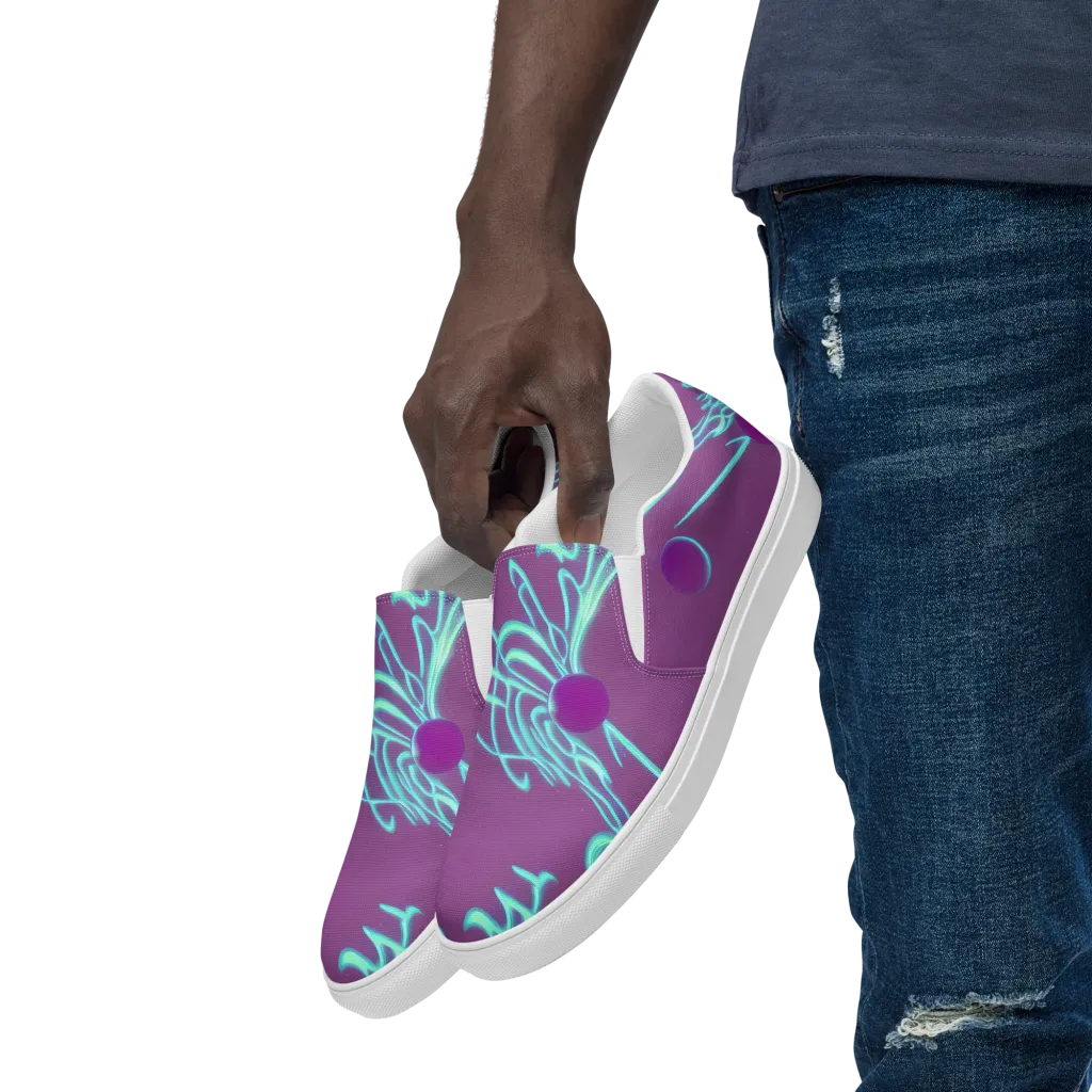 Neon Drift on Men's Slip-On Canvas Shoes — Left Front