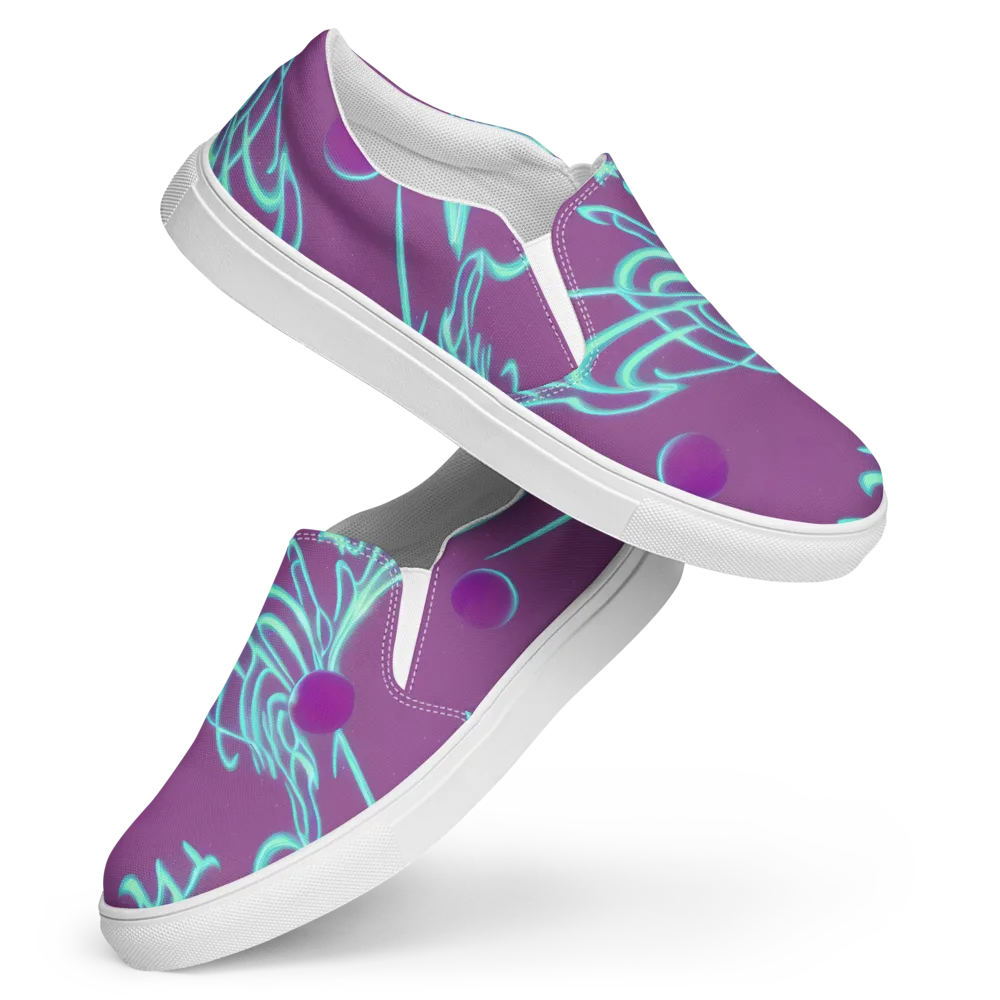 Neon Drift on Women's Slip-On Canvas Shoes — Front