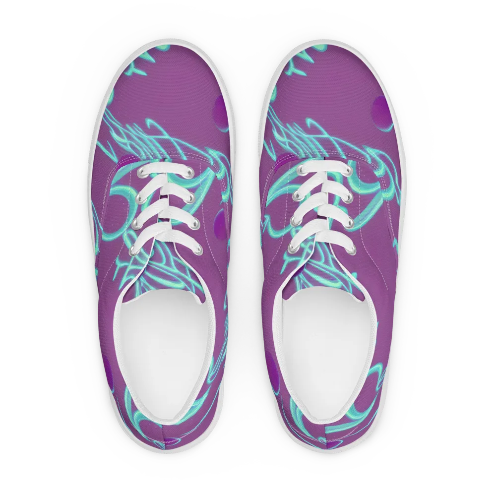 Neon Drift on Men's Lace-Up Canvas Shoes — Front