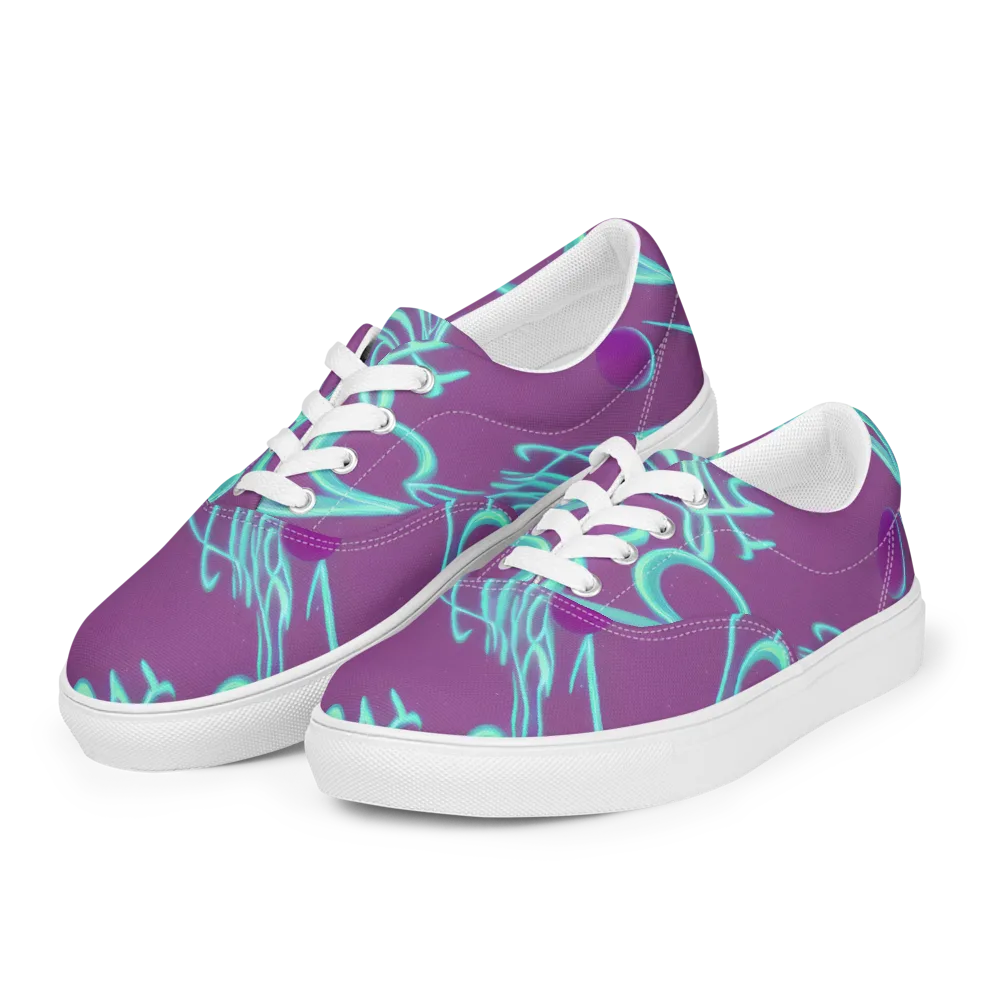 Neon Drift on Men's Lace-Up Canvas Shoes — Left Front
