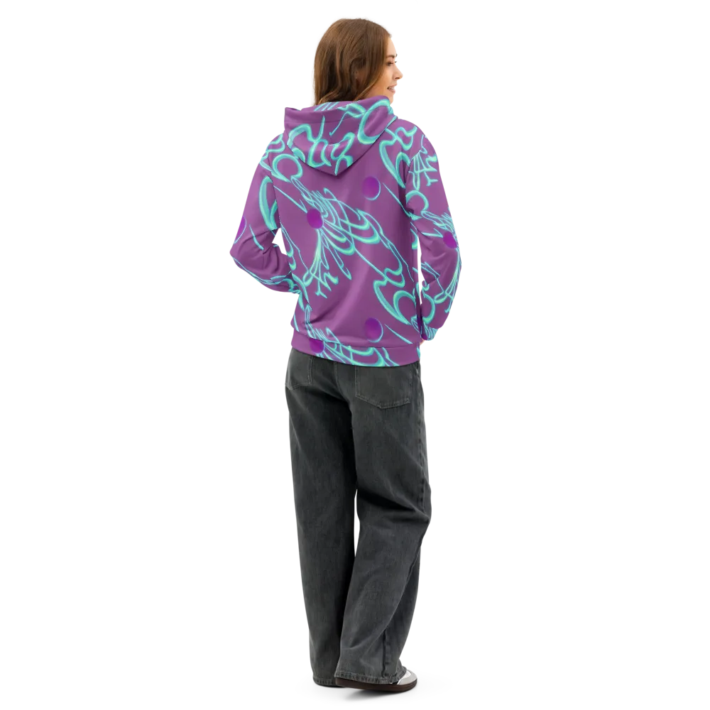 Neon Drift on Cotton Hoodie — Back