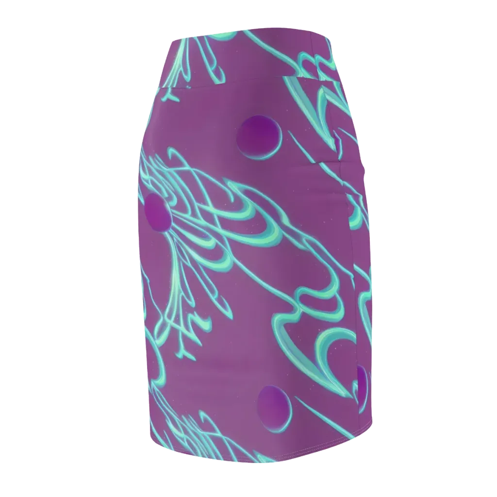 Neon Drift on Pencil Skirt — Back Side