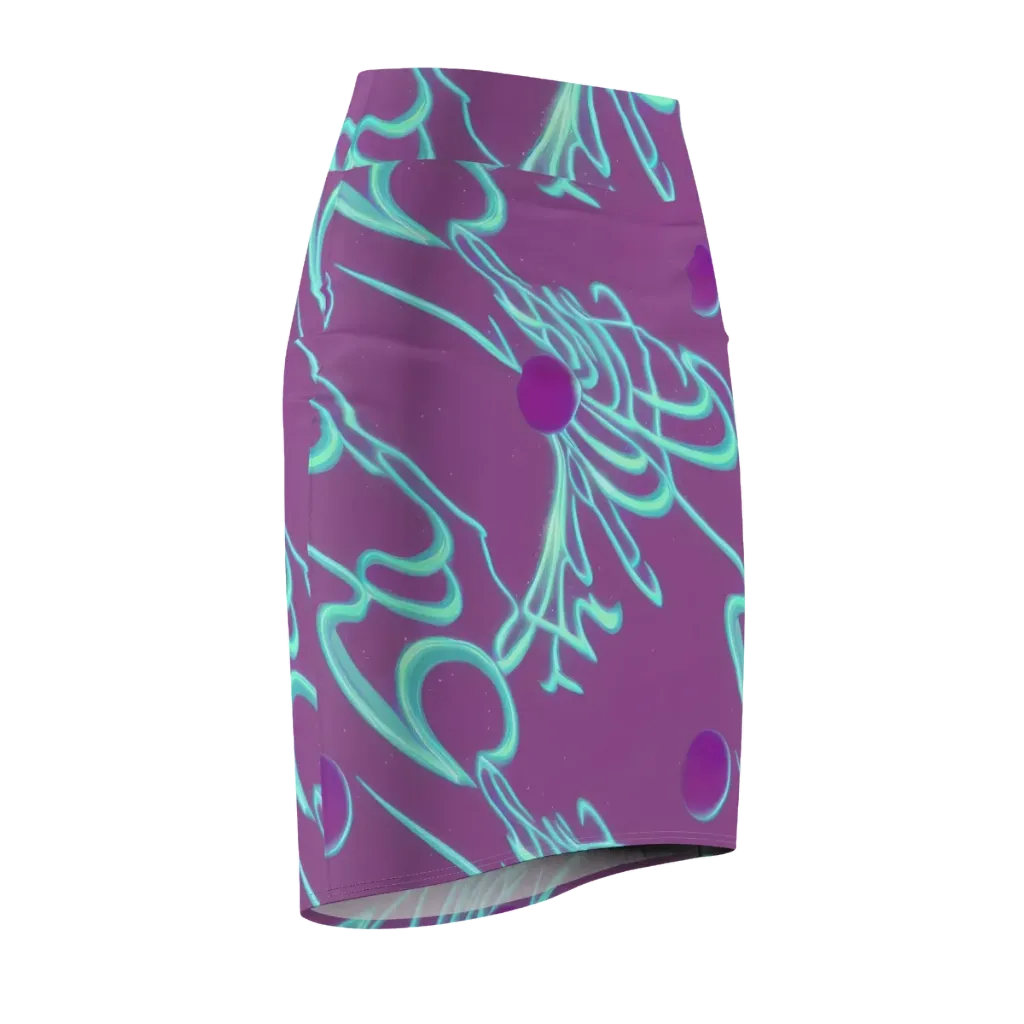 Neon Drift on Pencil Skirt — Front Side