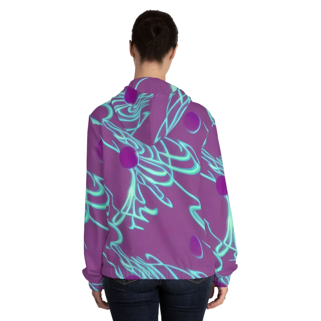 Neon Drift on Women's Full-Zip Hoodie — Back On Person
