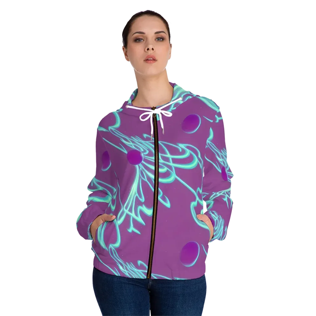 Neon Drift on Women's Full-Zip Hoodie — Front On Person