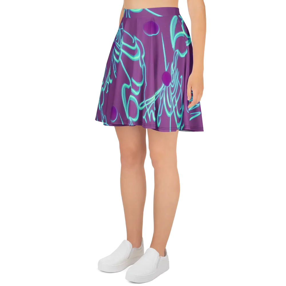 Neon Drift on Skater Skirt — Left