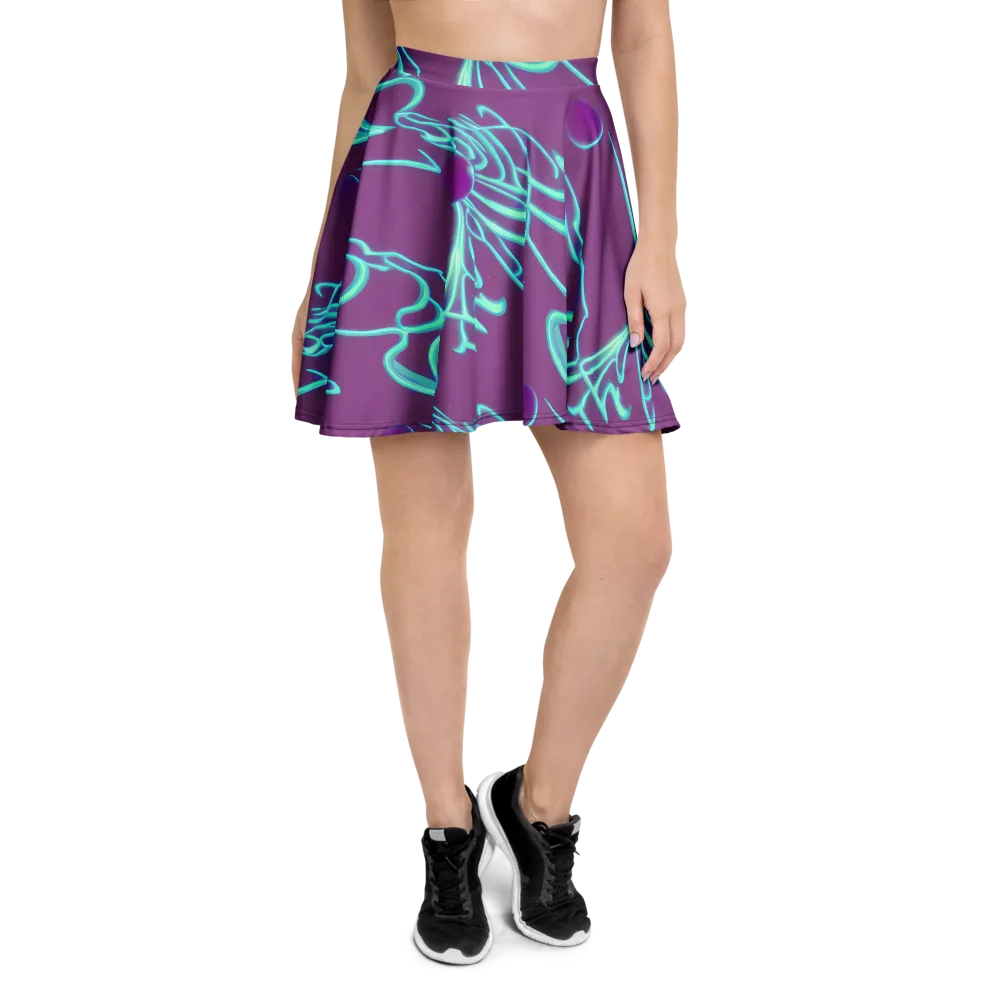 Neon Drift on Skater Skirt — Front