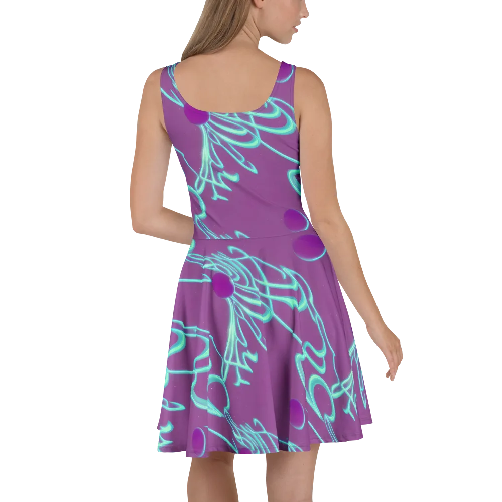 Neon Drift on Skater Dress — Back