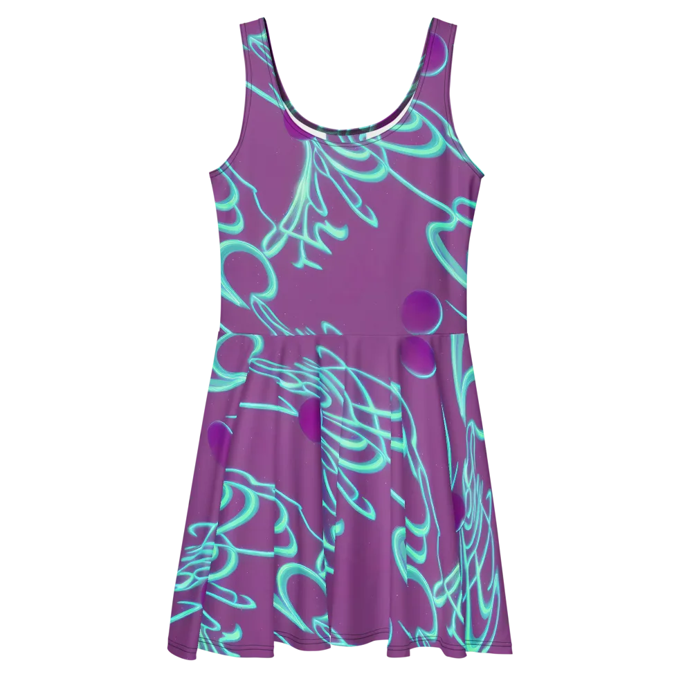 Neon Drift on Skater Dress — Front