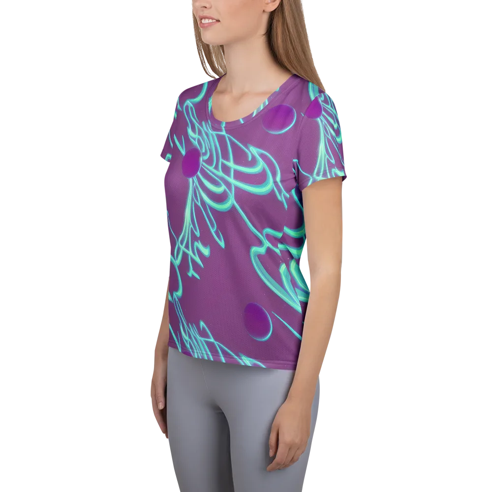Neon Drift on Women's Athletic T-Shirt — Left
