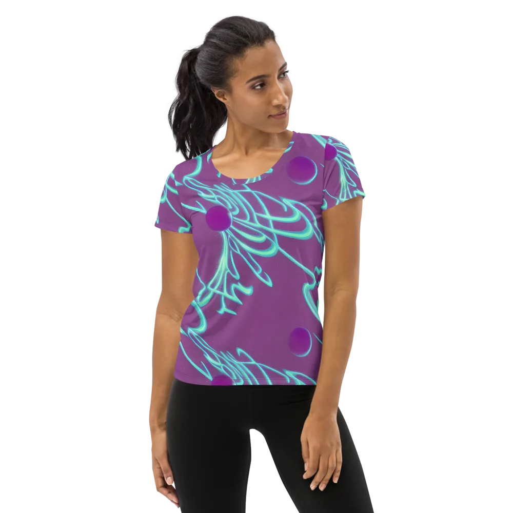 Neon Drift on Women's Athletic T-Shirt — Front