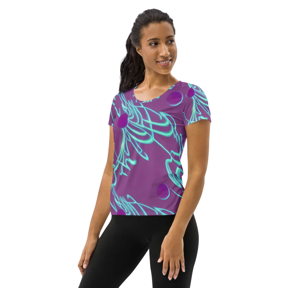 Neon Drift on Women's Athletic T-Shirt — Left