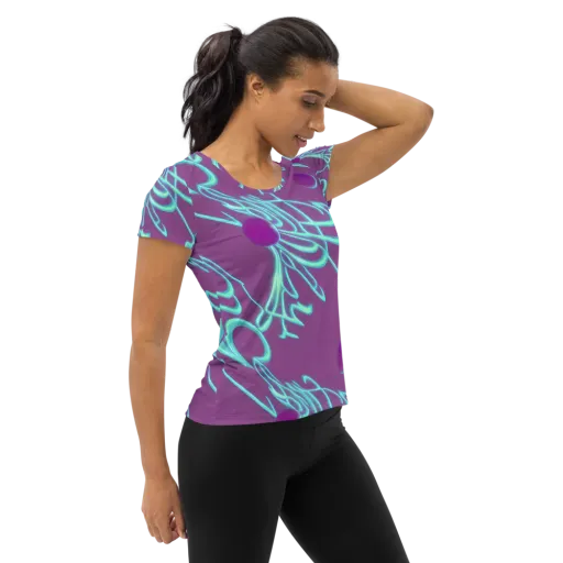Neon Drift on a Women's Athletic T-Shirt