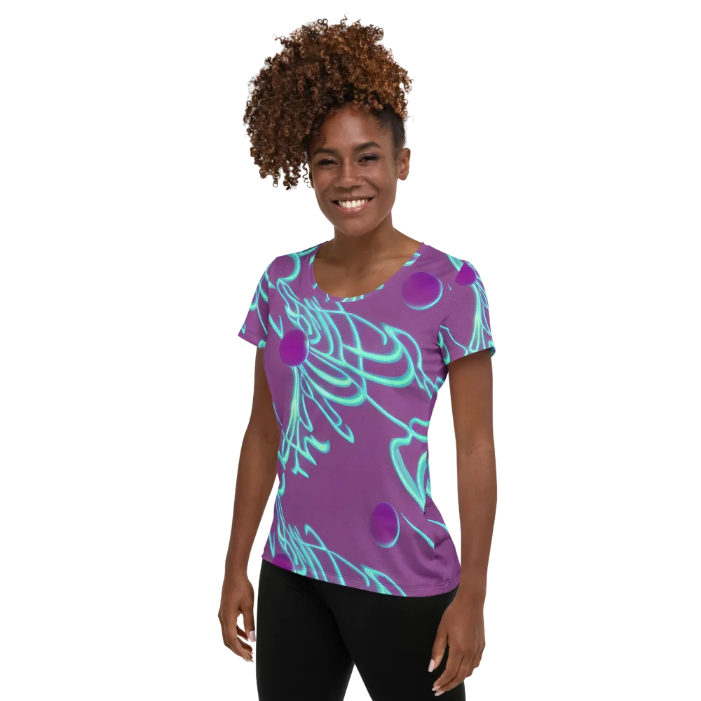 Neon Drift on Women's Athletic T-Shirt — Left
