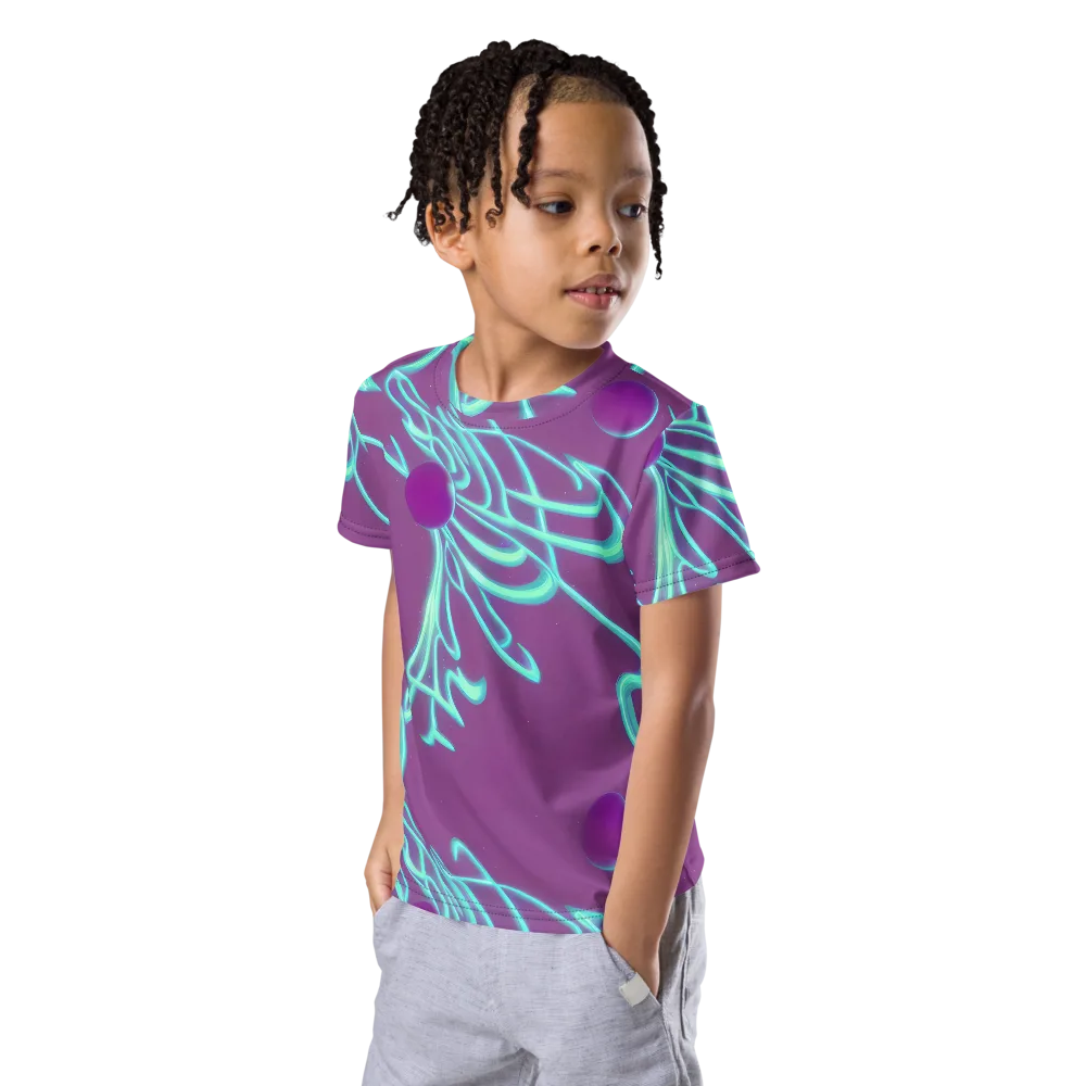 Neon Drift on Kids Crew Neck T-Shirt — Left Front