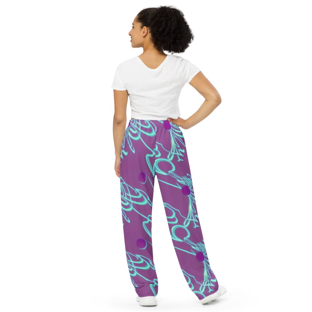 Neon Drift on Wide-Leg Pants — Back