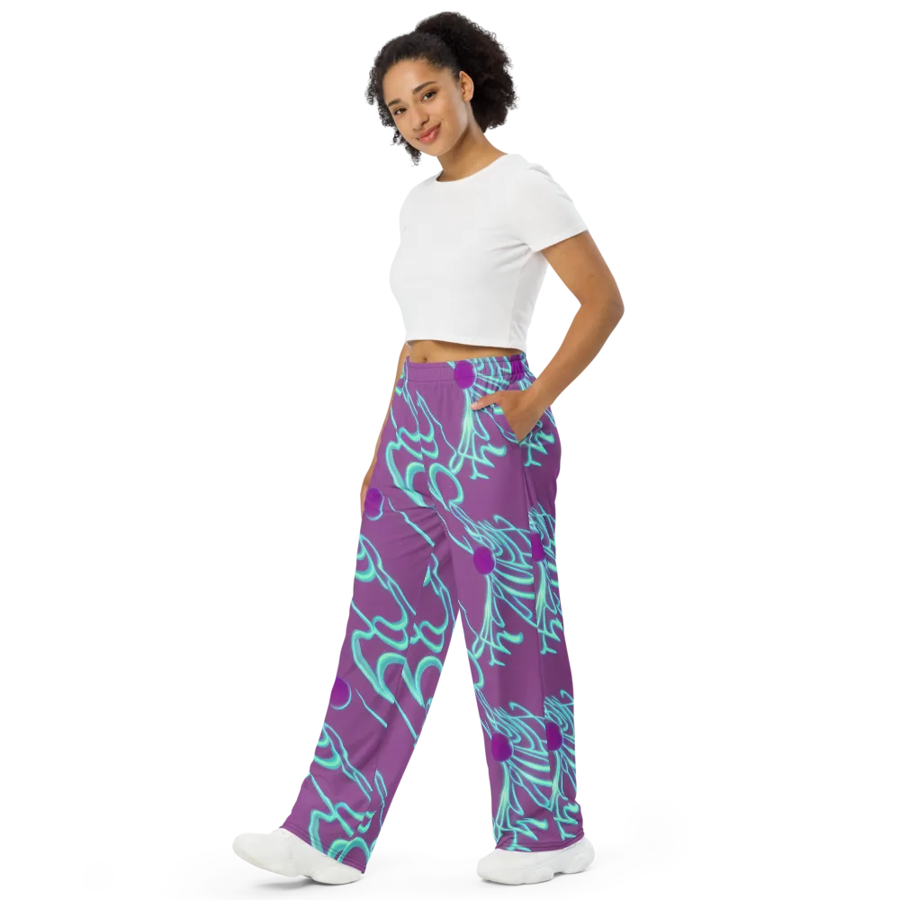 Neon Drift on Wide-Leg Pants — Left Front