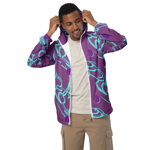 Neon Drift on a Men's Windbreaker