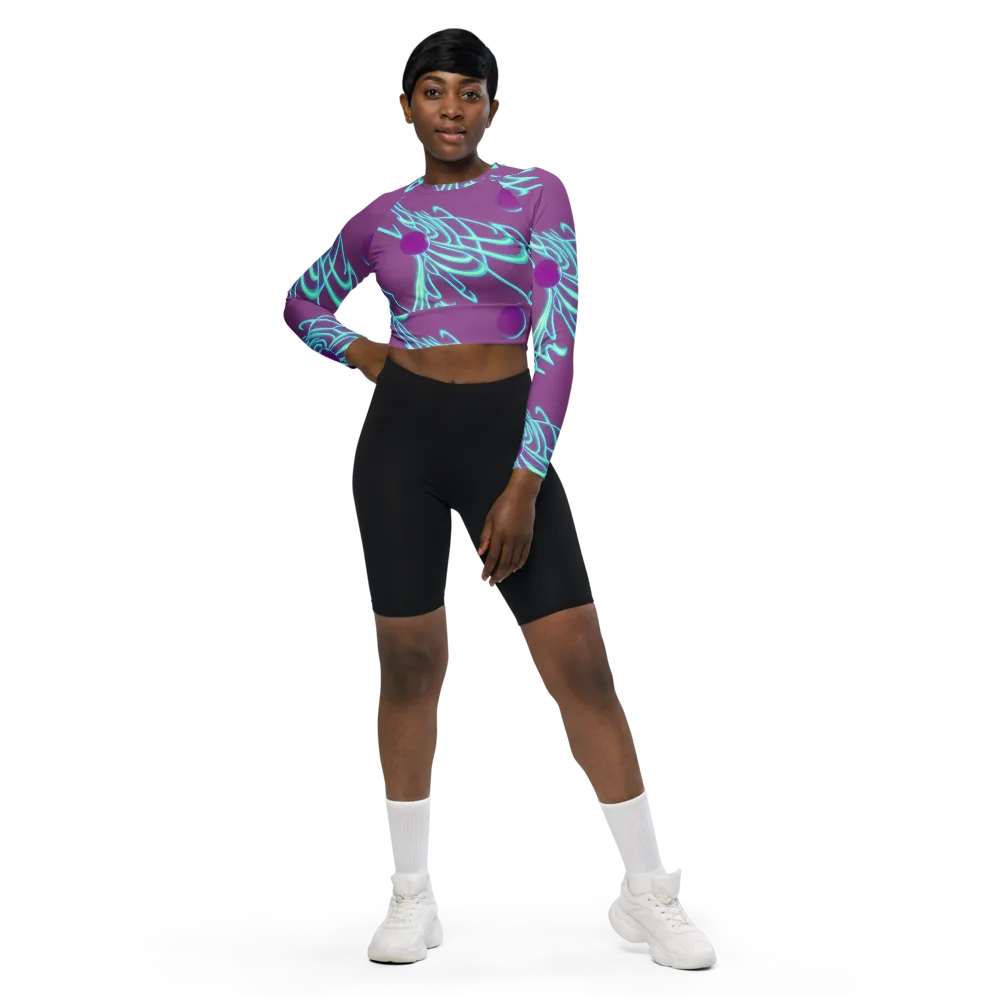 Neon Drift on Long Sleeve Crop Top — Front