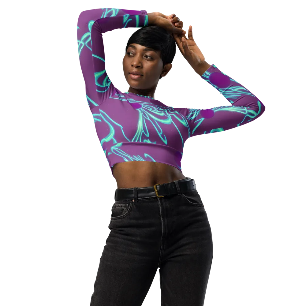 Neon Drift on Long Sleeve Crop Top — Front