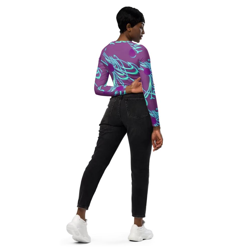 Neon Drift on Long Sleeve Crop Top — Right Back