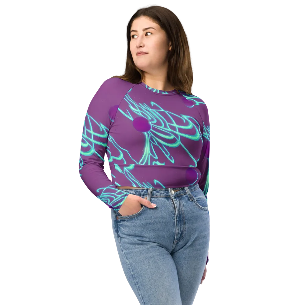 Neon Drift on Long Sleeve Crop Top — Front