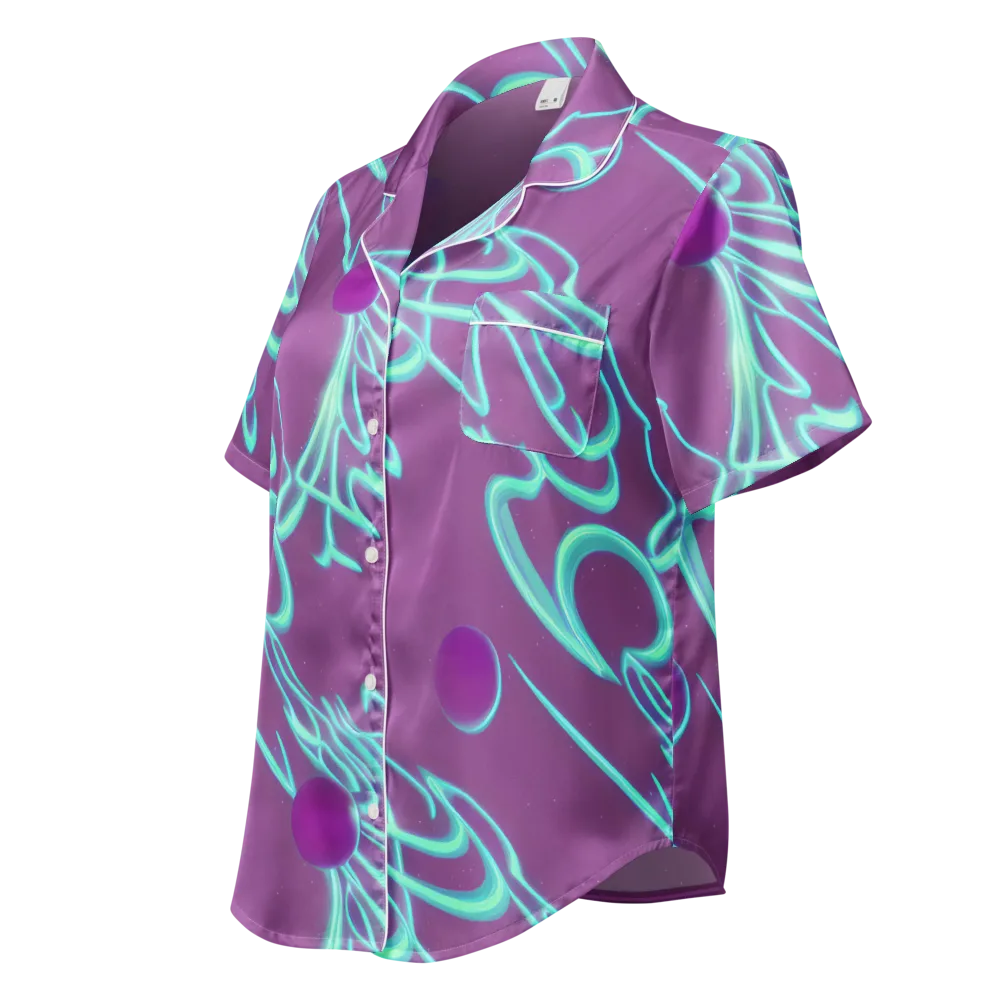 Neon Drift on Women's Short Sleeve Pajama Top — Left Front