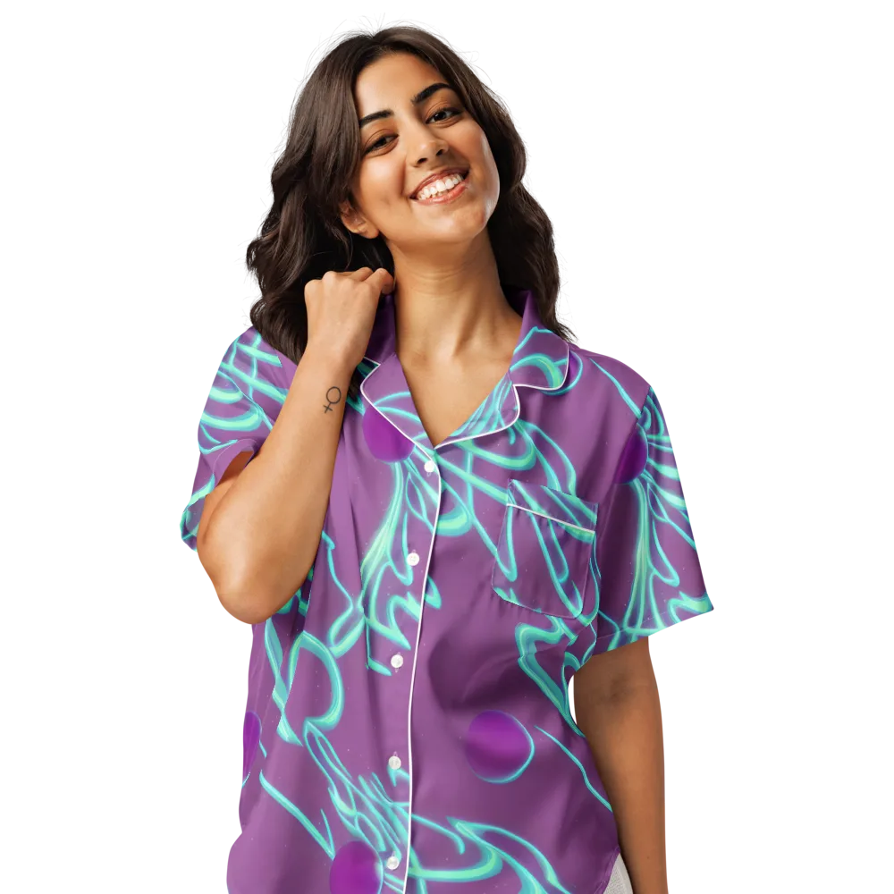 Neon Drift on Women's Short Sleeve Pajama Top — Front