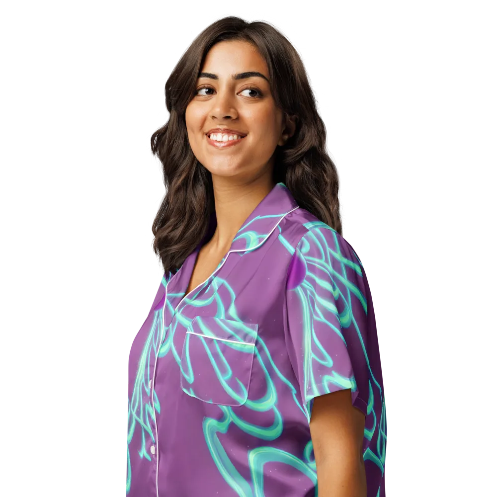 Neon Drift on Women's Short Sleeve Pajama Top — Left Front