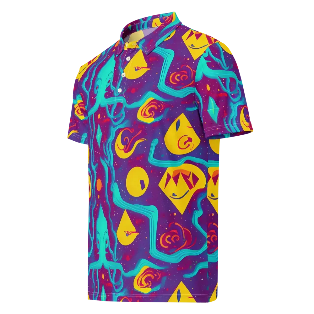 Cosmic Current on Men's Slim Fit Polo Shirt — Left Front