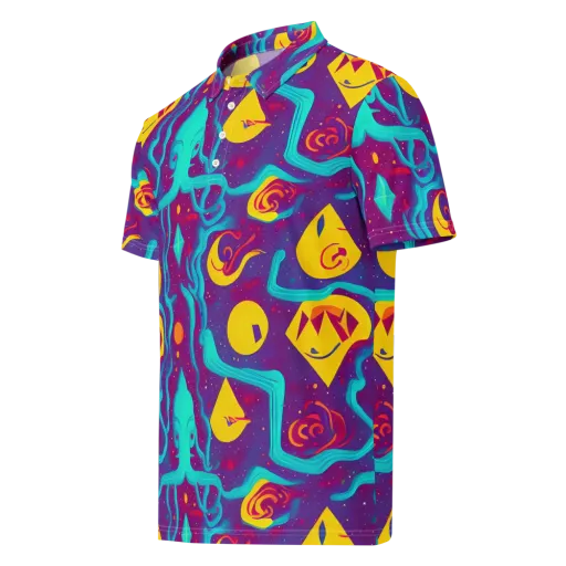 Cosmic Current on a Men's Slim Fit Polo Shirt
