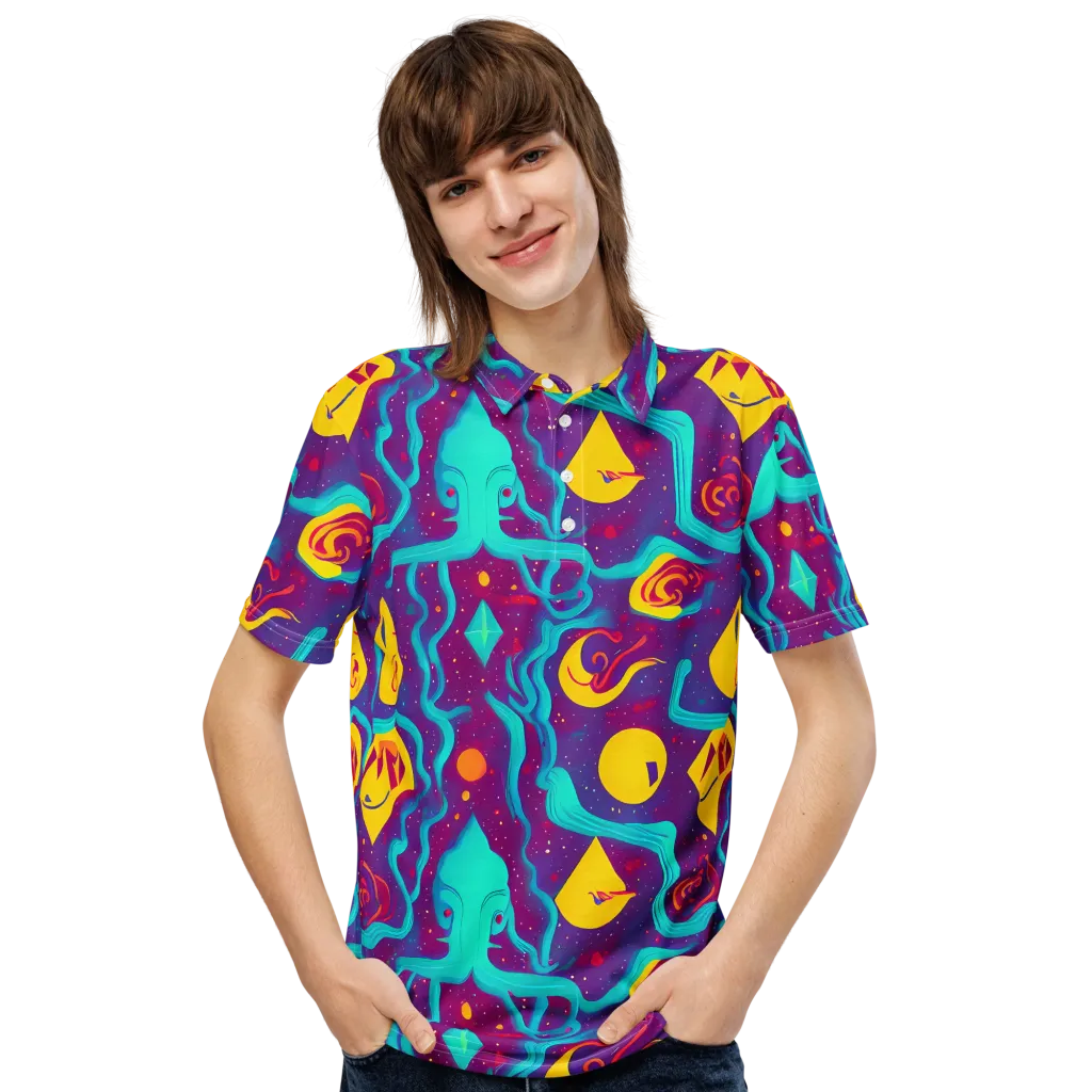 Cosmic Current on Men's Slim Fit Polo Shirt — Front