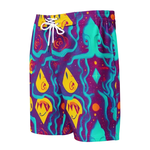 Cosmic Current on a Men's Board Shorts